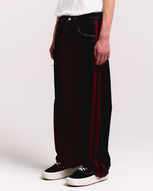 DESTROYED DENIM TRACK PANT