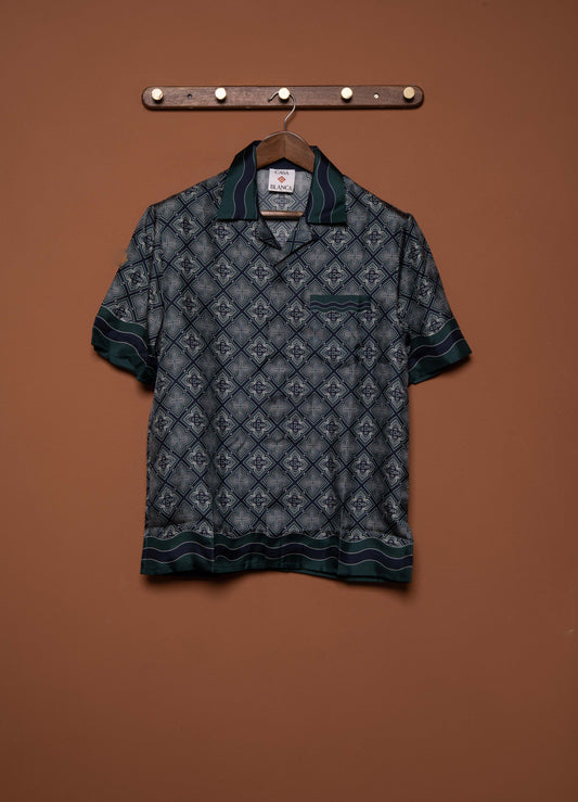 RADIATING MONOGRAM CUBAN COLLAR SS SHIRT